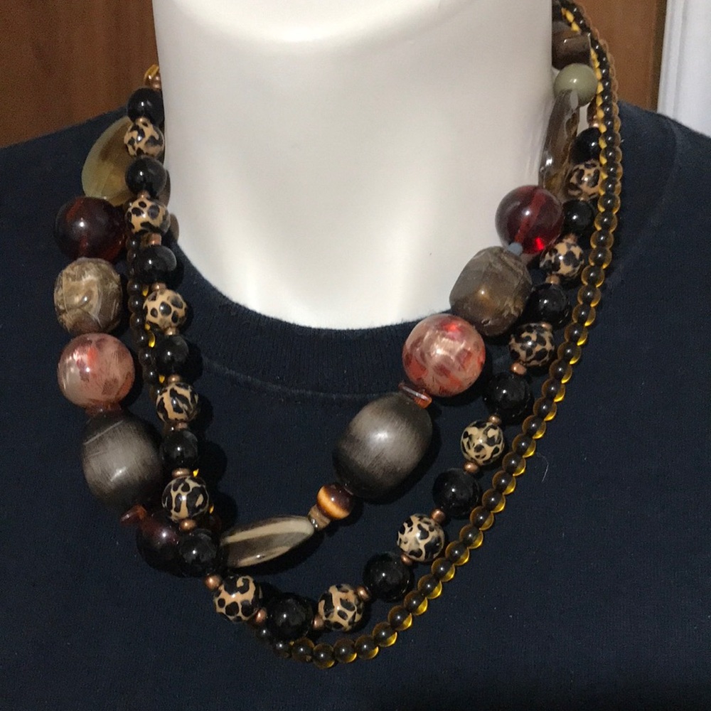 Layered leopard necklace & earrings